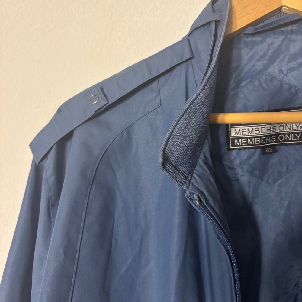 Vintage 80s Members Only Blue Racer Bomber Jacket Men 42 Large Lightweight snap
